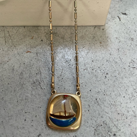 J. Crew Gold and Blue Sailboat Pendant Necklace - Picture 2 of 3